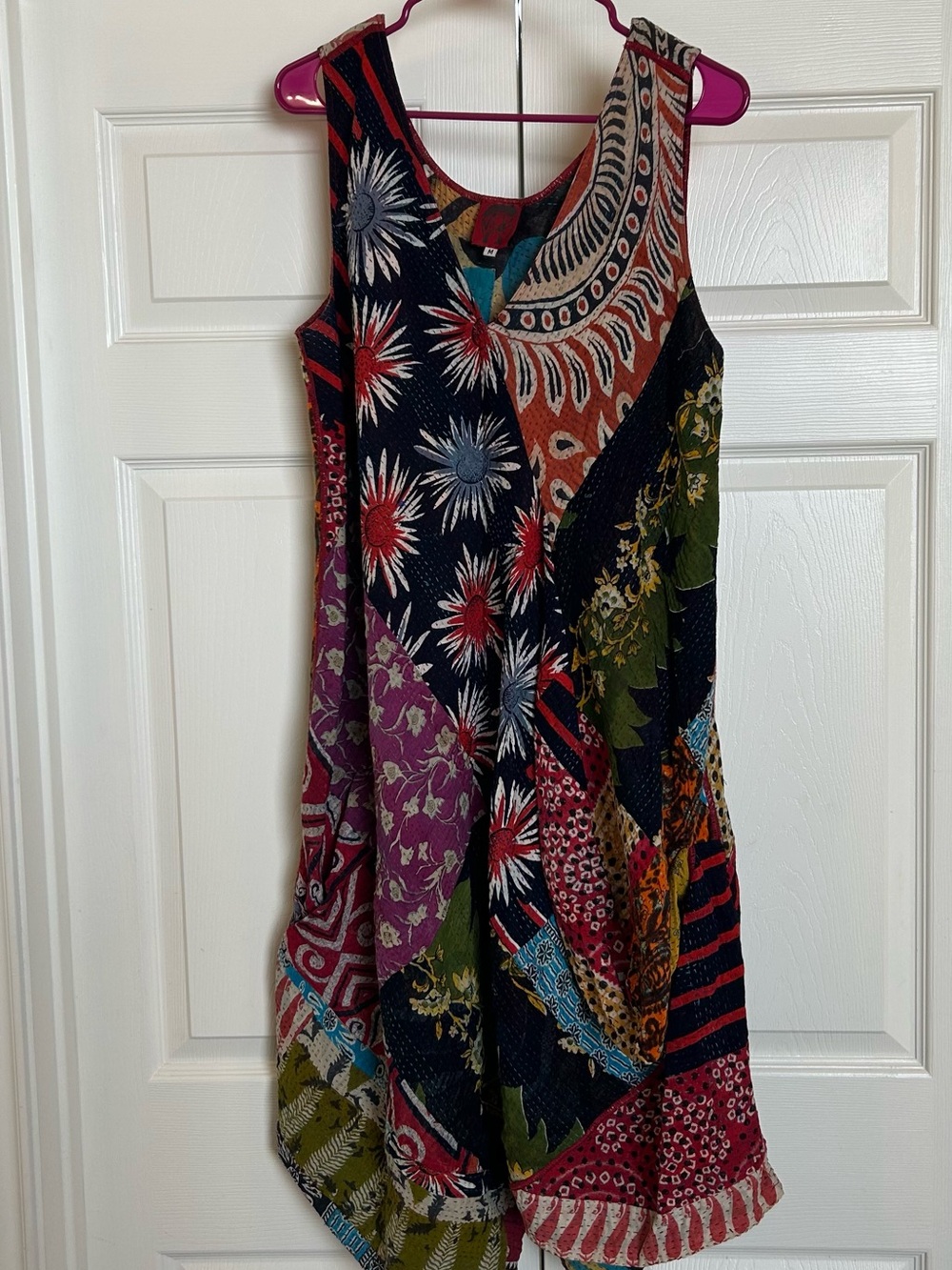 Mieko Mintz Kantha Patchwork Asymmetric Sleeveless dress M